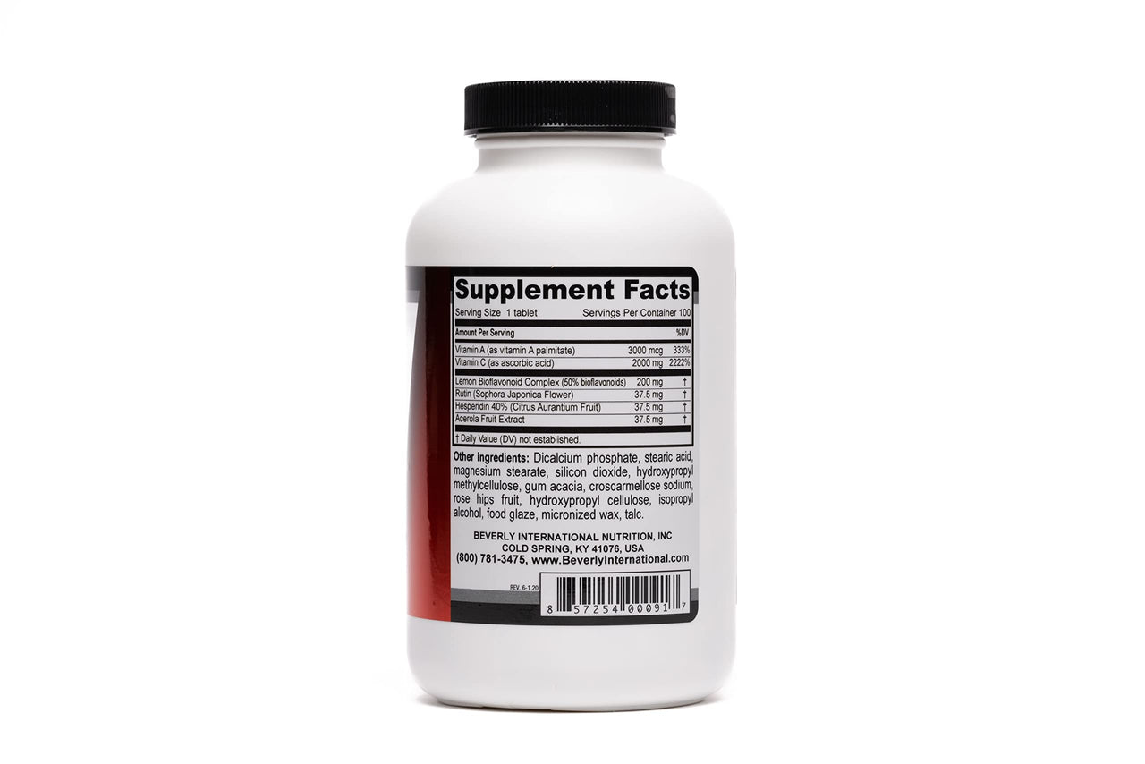 Beverly International Ultra-C, 100 Sustained-Release Vitamin C Tabs. Ideal for Overall Wellness and Recovery. Pharmaceutical Grade, Boost Your C