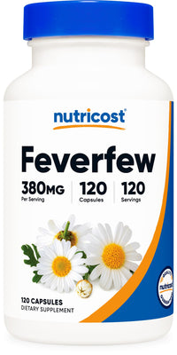 Thumbnail for Nutricost Feverfew Capsules 380mg, 120 Capsules, Vegetarian Friendly, Non-GMO & Gluten Free