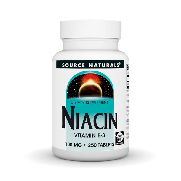 Source Naturals Niacin, Vitamin B-3, Non-GMO, 100 mg - 250 Tablets