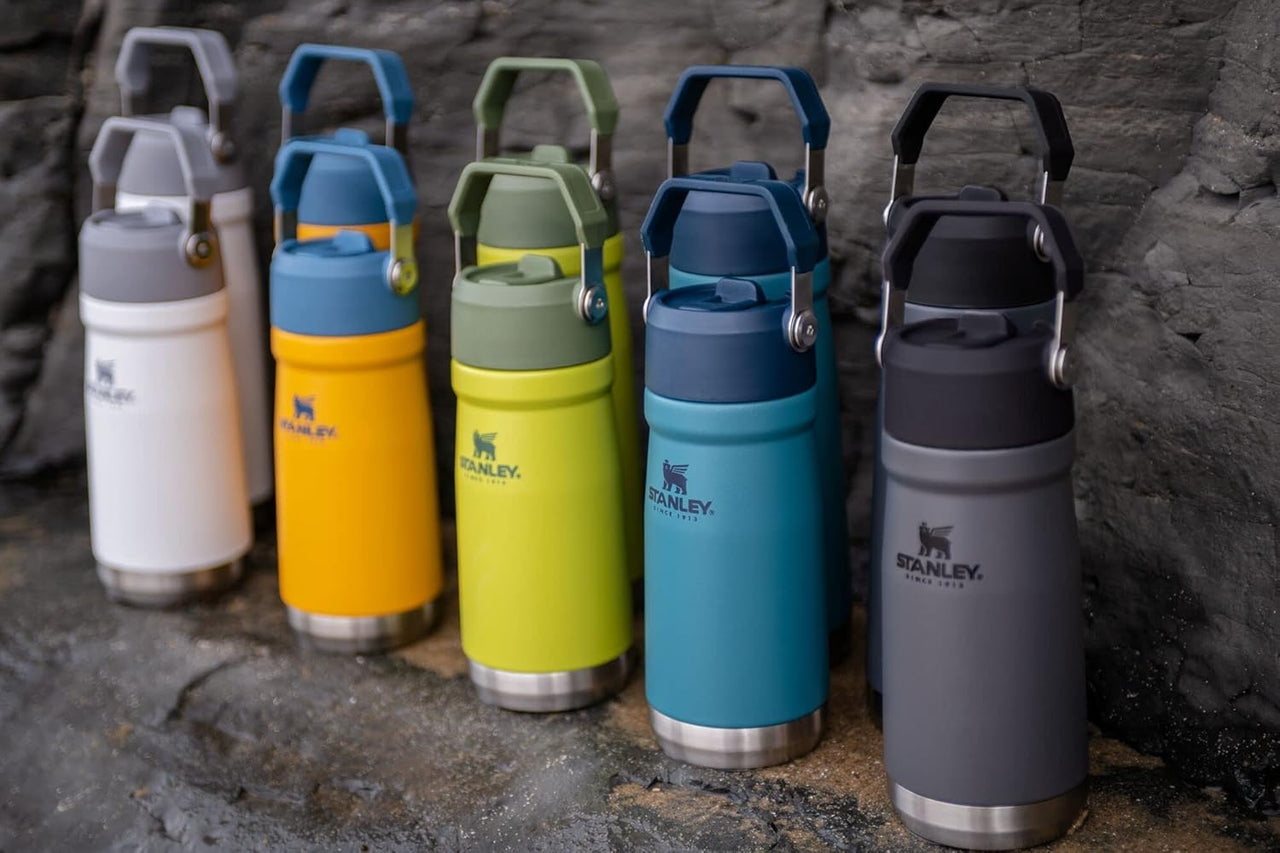 STANLEY IceFlow Flip Straw Water Bottle 17 oz | Built-In Straw for Travel and Sports | Lightweight and Leak Resistant | Insulated Stainless Steel | BPA-Free | Polar