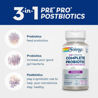 Thumbnail for SOLARAY Mycrobiome Complete Probiotic Women’s Formula - Vaginal Probiotics for Women Plus Pre and Postbiotic - 50 Billion CFU, 28 Strains - Vegan, Gluten Free - 30 Serv, 30 VegCaps