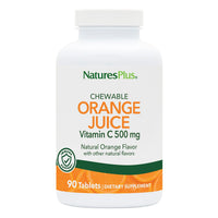 Thumbnail for NaturesPlus Orange Juice Chewable Vitamin C - 500 mg, 90 Tablets - High Potency Immune & Vascular Health Support Supplement, Antioxidant - Gentle On Stomach - Vegetarian, Gluten-Free - 90 Servings
