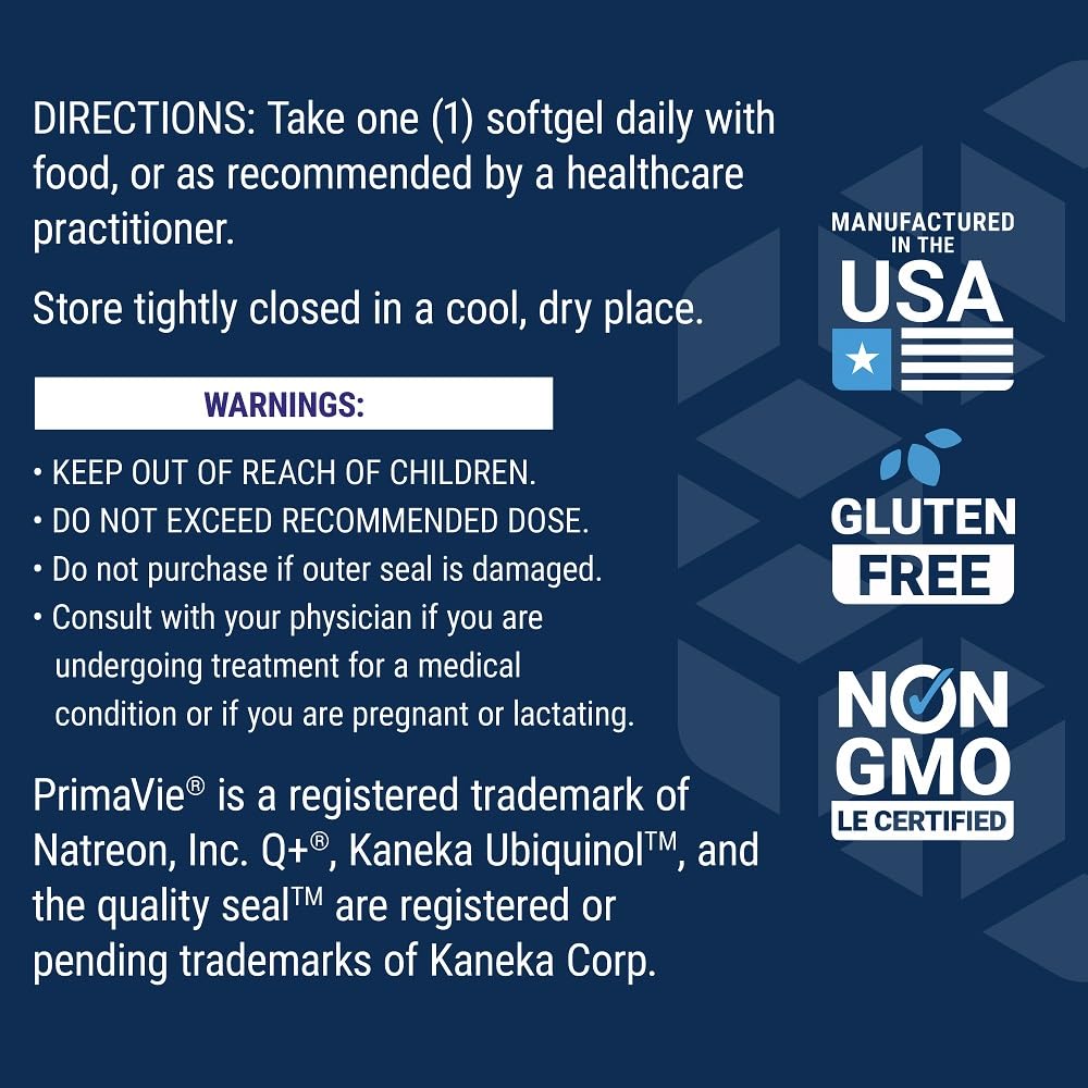 Life Extension Super Ubiquinol CoQ10 with Enhanced Mitochondrial Support, Potent Heart Health & Cellular Energy Production Support, Ultra-absorbable, Gluten-Free, Non-GMO, 100 mg, 60 softgels