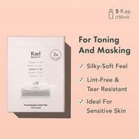 Thumbnail for Rael Cotton Pads for Face - Facial Sponge, Square Pad Use with Toner, Makeup Remover, Lint-Free, Soft and Thin, Korean Skin Care (200 Count)