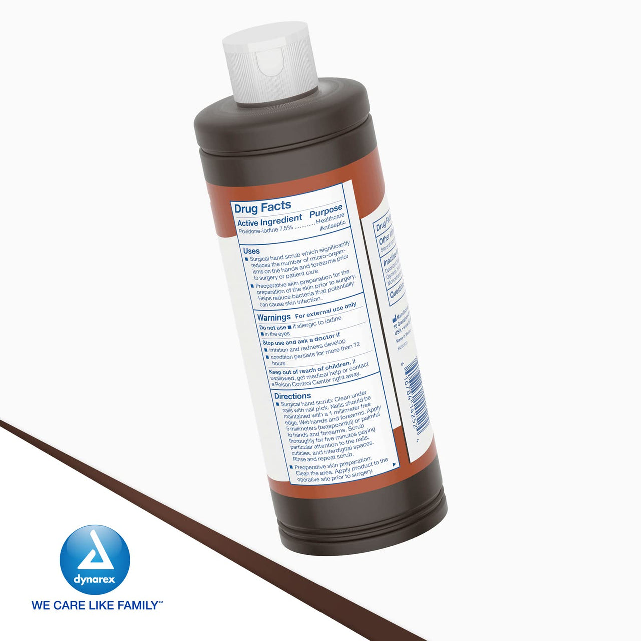 Dynarex Povidone-Iodine Scrub Solution, Antiseptic Solution for Skin and Mucosa, Ideal for Surgical Site Preparation, Contains Povidone Iodine 7.5%, 16 fl. oz., 1 Bottle