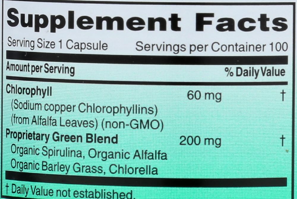 World Organic Chlorophyll 60MG, 100 CP