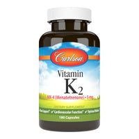 Thumbnail for Carlson - Vitamin K2 MK-4 (Menatetrenone), 5 mg, Vitamin K Supplement, Bone Support, K2 Vitamin, Soy-Free, Vitamin K-2, 180 Capsules