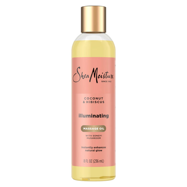 Shea Moisture Coconut & Hibiscus Massage Oil and Body Oil for Dry Skin, Bath Oil with Coconut Oil and Vitamin E Oil for Skin, 8 oz