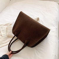 Thumbnail for Covelin Women's Retro Suede Tote Bag Ladies' Fashion Shoulder Handbag Top Handle Purse Large Coffee