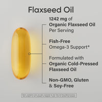 Thumbnail for Sports Research Organic Flaxseed Oil Softgels 1242mg - Plant Based Omega 3 Supplement with 720mg ALA for Women & Men - Non-GMO, Soy & Gluten Free (200 Count)