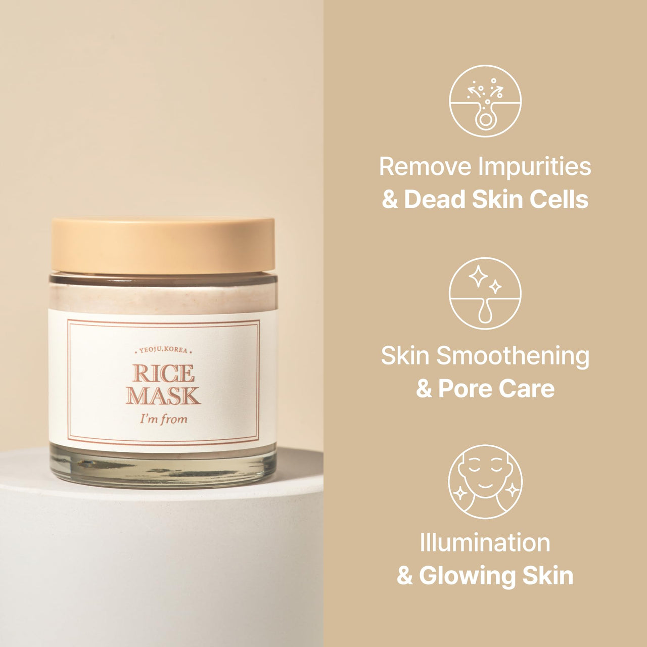 I'm from Rice Mask 3.88 Oz, Gentle Exfoliating Wash Off Facial Mask for Dull, Rough Skin, Pore Clearing, Remove Dead Skin Cells, Uneven Skin Tone, Smooth Skin, Moiustirinzg, Radiant