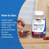 Thumbnail for Nutricost Kids Elderberry Gummies (50mg) with Zinc & Vitamin C 120 Gummies - Gluten Free, No Corn Syrup