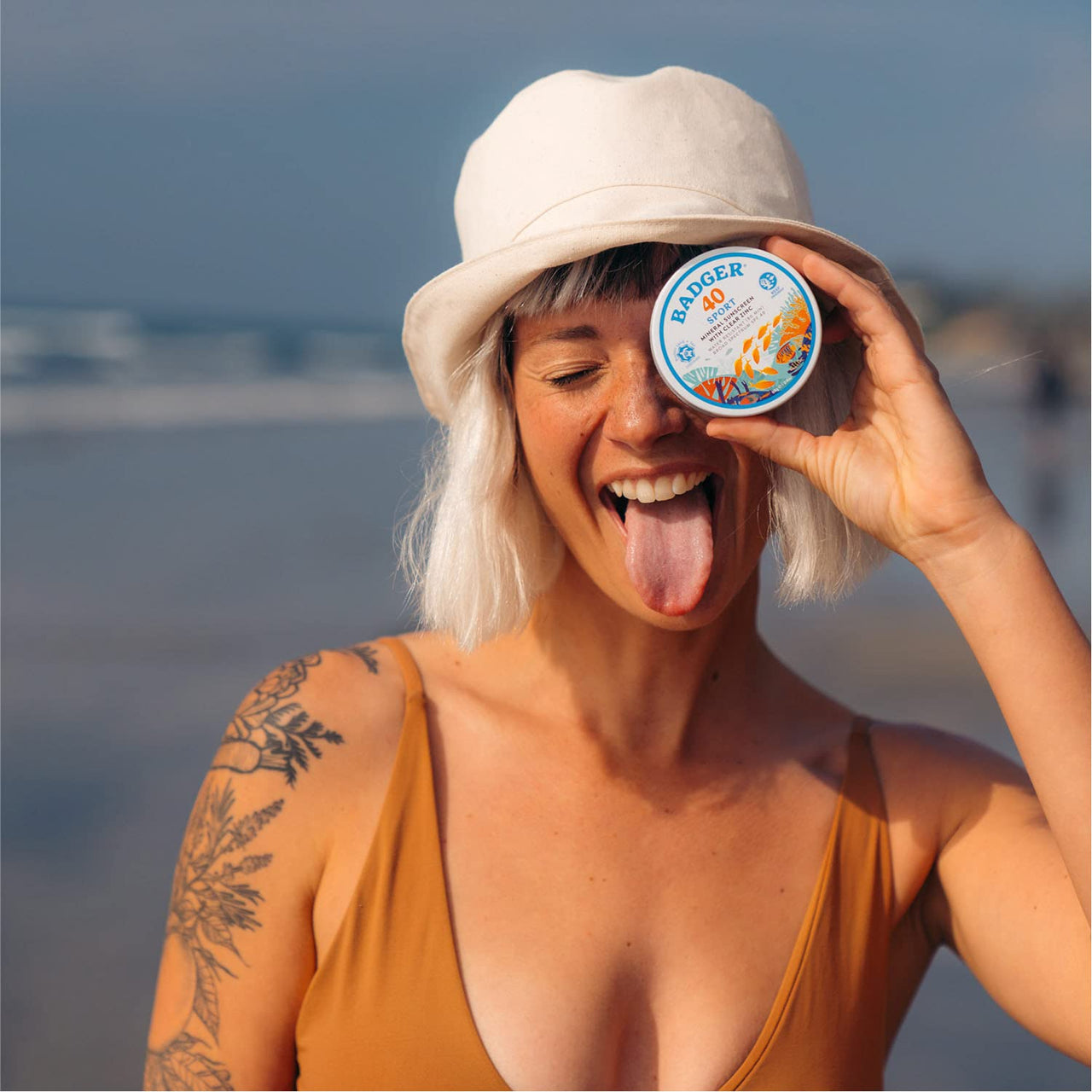 Badger Reef Safe Sunscreen Tin, Unscented SPF 40 Sport Mineral Sunscreen, 98% Organic, 80min Water Resistant Travel Size Hawaii Approved, 2.4 oz Tin