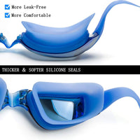Thumbnail for Aokelily Swim Goggles and Cap Set 4 in 1, UV 400 Protection Lenses Clear Anti-Fog Swimming Goggles Waterproof No Leaking with Nose Clip + Ear Plugs for Adult Men Women Kids (Blue)