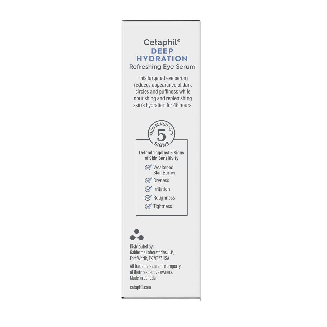 CETAPHIL Deep Hydration Refreshing Eye Serum, 0.5 fl oz, 48Hr Hydrating Under Eye Cream to Reduce the Appearance of Dark Circles, With Hyaluronic Acid, Vitamin E & B5 (Packaging May Vary)