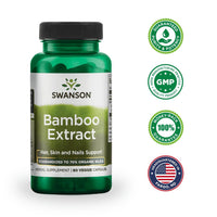Thumbnail for Swanson Bamboo Extract for Hair and Nails Silica Supplement Supports Collagen 300 mg 60 Veggie Capsules