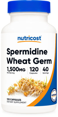Thumbnail for Nutricost Spermidine Wheat Germ Extract Supplement, 1500mg Wheat Germ Extract, 120 Capsules - 15mg Equivalent Spermidine Per Serving, 40 Servings, Vegetarian and Non-GMO