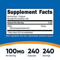 Thumbnail for Nutricost DHEA 100mg, 240 Capsules - Gluten Free, Soy Free, Non-GMO, Supplement