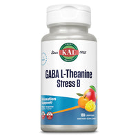 Thumbnail for KAL GABA L-Theanine Stress B Lozenge, B Complex Vitamin Supplement, Healthy Relaxation, Mood & Focus Support, Natural Mango Tangerine Flavor, Vegan, 50 Servings, 100 Lozenges