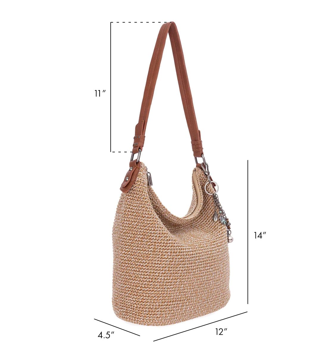 The Sak Sequoia Hobo Bag - Hand Crochet Women's Handbag for Everyday & Travel - Durable, Large Purse With Shoulder Bag Strap & Zipper Pocket - Bamboo