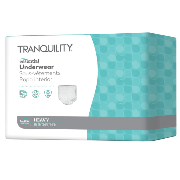 Tranquility Essential Underwear, for Heavy Incontinence, Soft & Breathable Pull-On Style, Full-Rise Fit, Secure Protection with Kufguards, Latex-Free, Unisex, Adult X-Large, 14ct Bag