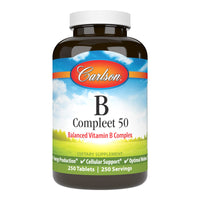 Thumbnail for Carlson - B Compleet 50, Balanced Vitamin B Complex, Energy Production, Cellular Support & Optimal Wellness, 250 Tablets