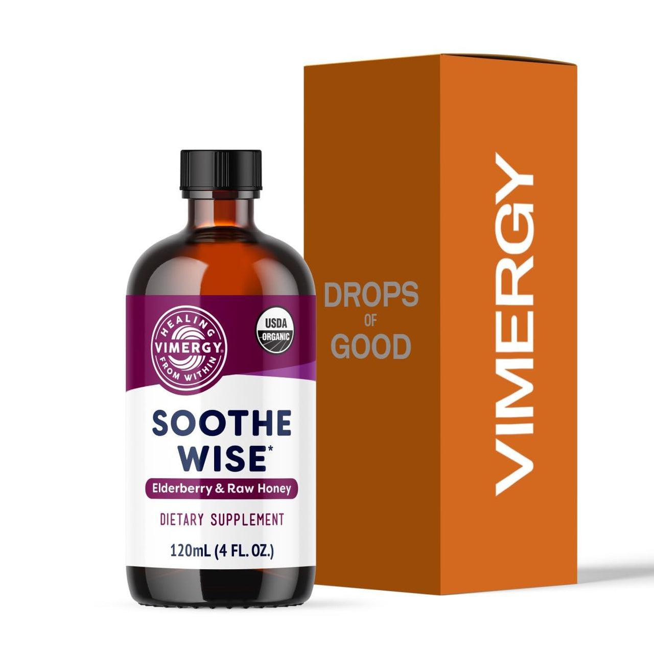 Buy Vimergy Soothe Wise* – USDA Certified Organic – Immune Support with Elderberry & Honey – 24 5mL (1 TSP) Servings (940 mg Extract Per Serving) – Vegan, Paleo-Friendly, Gluten-Free (120 mL) Online
