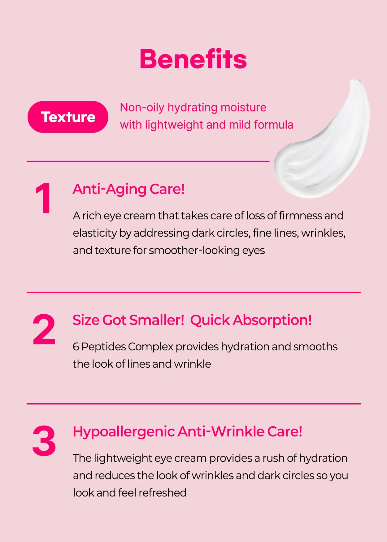 Snp 6 Peptides + 5 Hyaluronic Acid Eye Cream | Moisturizing & Soothing Under Eye Cream for Dark Circles and Puffiness | Korean Skincare Eye Repair Lotion | Peptaronic | 1.69 Fl Oz
