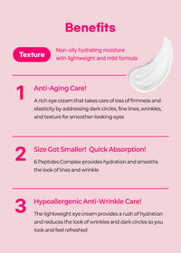 Thumbnail for Snp 6 Peptides + 5 Hyaluronic Acid Eye Cream | Moisturizing & Soothing Under Eye Cream for Dark Circles and Puffiness | Korean Skincare Eye Repair Lotion | Peptaronic | 1.69 Fl Oz