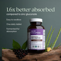 Thumbnail for New Chapter Zinc Supplement, Fermented Zinc Complex, ONE Daily for Immune Support + Skin Health, Mineral-Balancing Formula Rich in Copper, Easy to Swallow & Digest, 60 Count (2 Month Supply)