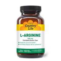 Thumbnail for Country Life L-Arginine Caps with Vitamin B-6, 500mg, 100 Vegan Capsules, Certified Gluten Free, Certified Vegan
