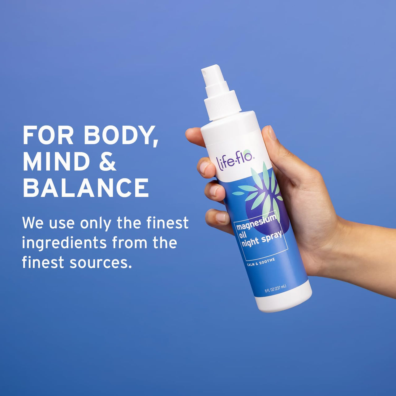Life flo Magnesium Oil Night Spray - Pure Magnesium Oil Spray for Feet and Body, Sourced from Zechstein Seabed and Infused with Lavender, Calming for Adults and Kids, Cruelty-Free - 8 fl oz