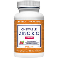 Thumbnail for The Vitamin Shoppe Chewable Zinc with Vitamin C - Immune Defense | Raspberry Flavor | 60 Chewable | Great Taste