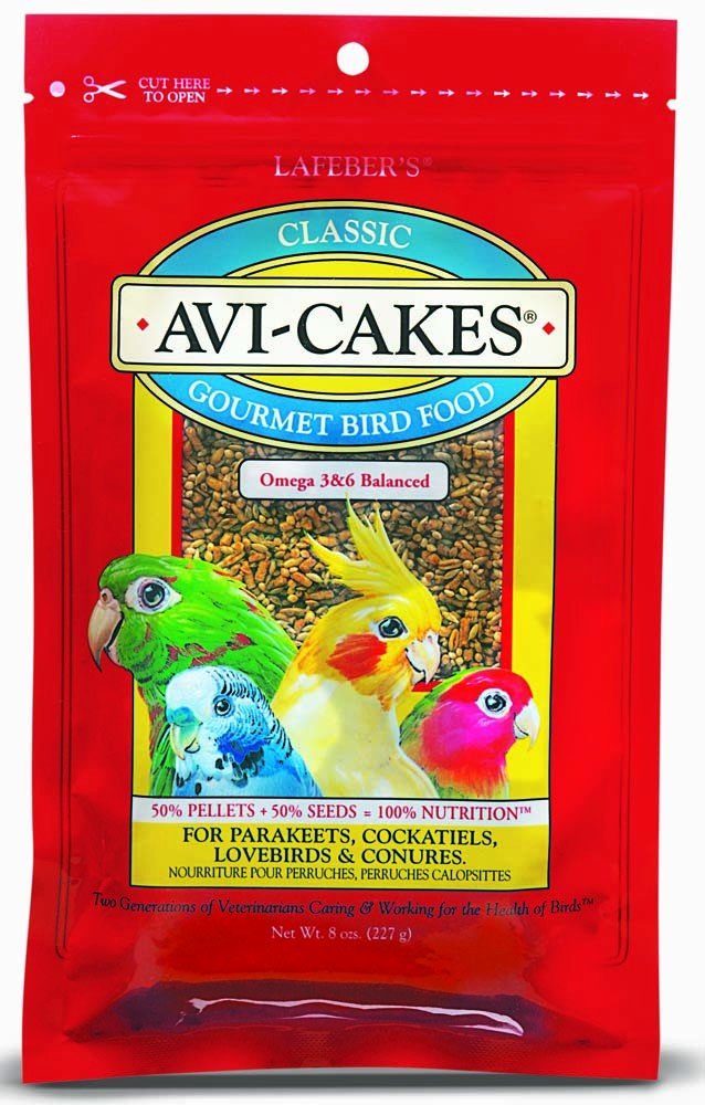 Avi-Cakes Gourmet Bird Food- for Parakeets, Cockatiels, Lovebirds & Conures- 8 oz (4 p)