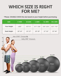 Thumbnail for Trideer Yoga Exercise Ball - 5 Sizes for Working Out, Birthing, Physical Therapy, Balance, Stability, Fitness, Office Chair - Quick Pump Included