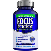 Thumbnail for Focus Factor Adults Extra Strength, 120 Count - Brain Supplement for Memory, Concentration and Focus - Complete Multivitamin with DMAE, Vitamin D, DHA - Trusted Health Vitamins