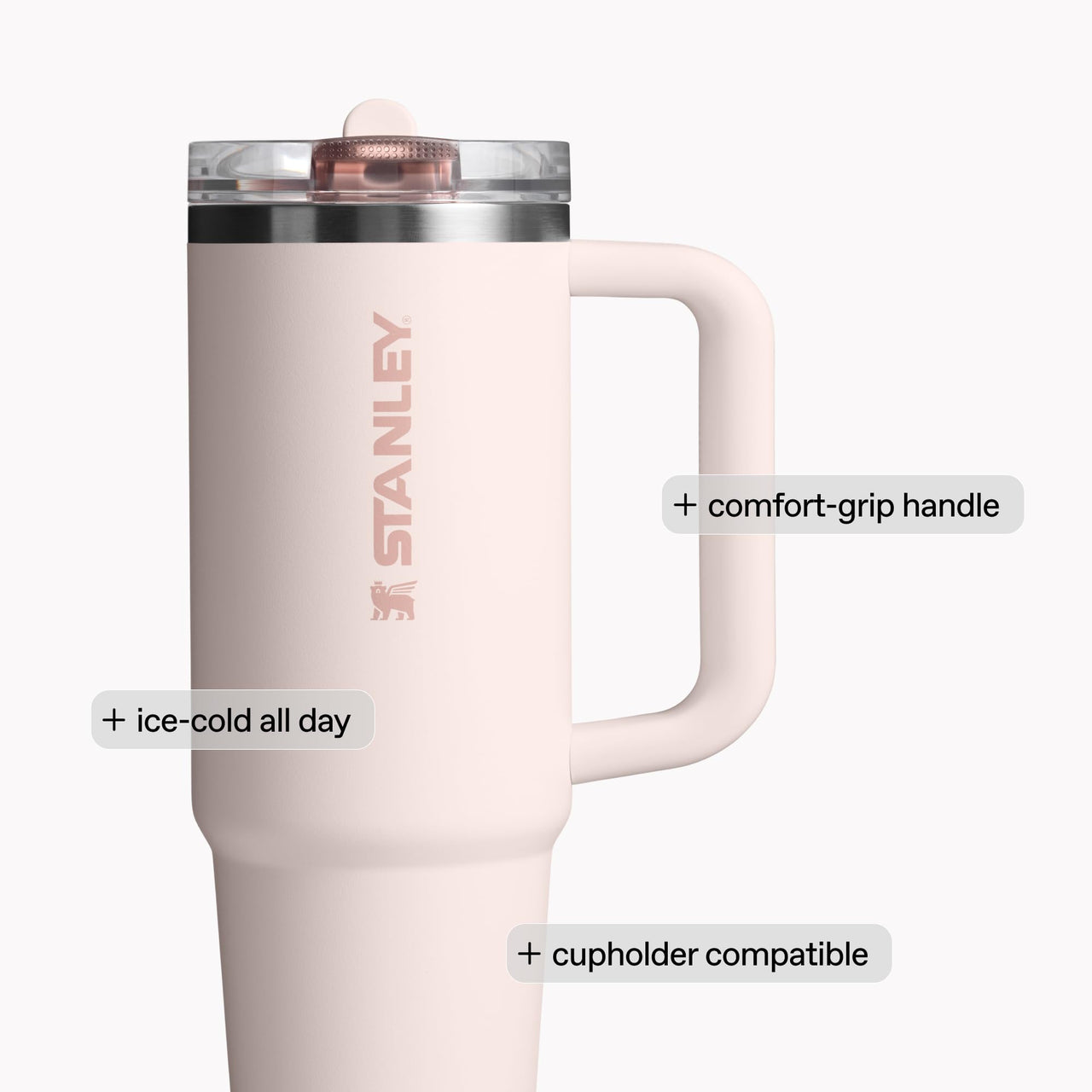 STANLEY Quencher ProTour Flip Straw Tumbler with Leakproof Lid 40 oz | Built-In Straw and Handle | Cup Holder Compatible for Travel | Insulated Stainless Steel Cup | BPA-Free | Cream