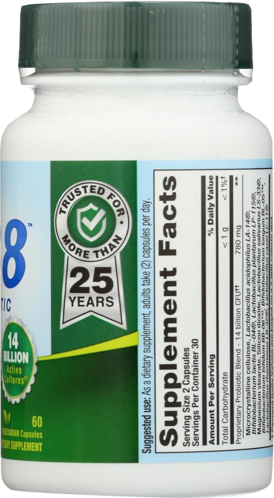Nutrition Now PB 8 Pro-biotic Acidophilus Capsules, Vegetarian, 60 Count