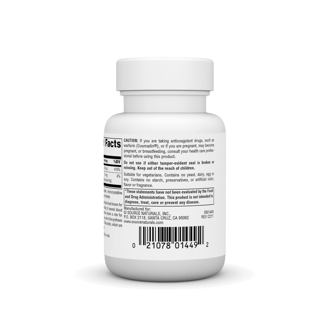 Source Naturals Vitamin K - 500 mcg - 100 Tablets