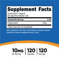 Thumbnail for Nutricost Pregnenolone 10mg, 120 Capsules - Non-GMO, Gluten Free, Vegetarian Capsules