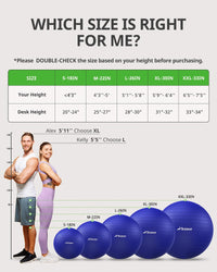 Thumbnail for Trideer Extra Thick Yoga Ball Exercise Ball, 5 Sizes Ball Chair, Heavy Duty Swiss Ball for Balance, Stability, Pregnancy, Physical Therapy, Quick Pump