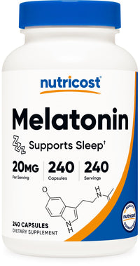 Thumbnail for Nutricost Melatonin 20mg, 240 Capsules, Non-GMO & Gluten Free