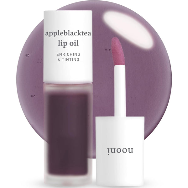 NOONI Korean Vegan Appleseed Lip Oil - Appleblacktea | Long-Lasting, Moisturizing, Plumping, Revitalizing for Dry Lips, Waterproof, No Peel Off, Hydrating, Mother's Day, 0.12 FL Oz