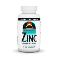 Thumbnail for Source Naturals Zinc, Amino Acid Chelate - Dietary Supplement - 50 mg - 250 Tablets
