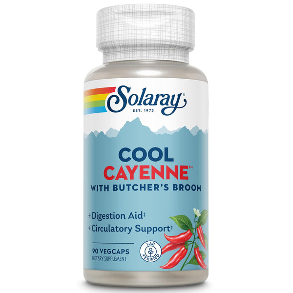 SOLARAY Cool Cayenne Pepper 40,000 HU with Butchers Broom for Healthy Circulation Support | 90 VegCaps