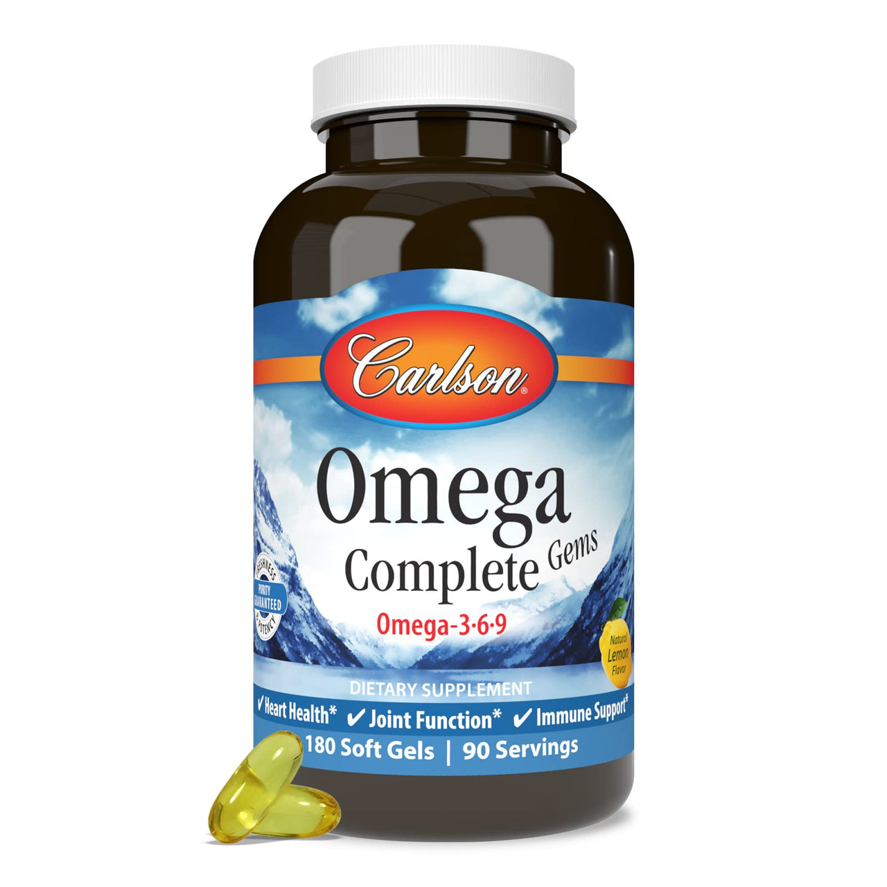 Carlson - Omega Complete Gems, Omega-3-6-9, Wild Caught, Sustainably Sourced, Heart Health, Joint Function & Immune Support, 180 Softgels