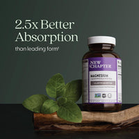 Thumbnail for New Chapter Magnesium + Ashwagandha Supplement, 325 mg with Magnesium Glycinate for Muscle Relaxation & Recovery, Heart, Nerve & Bone Health, 2.5X Absorption, Non-GMO - 60 ct (2 Month Supply)