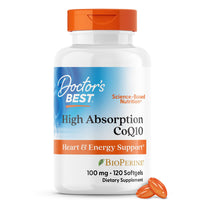 Thumbnail for Doctor's Best High Absorption CoQ10 with BioPerine, Gluten Free, Naturally Fermented, Heart Health, Energy Production, 100 mg, 120 Count