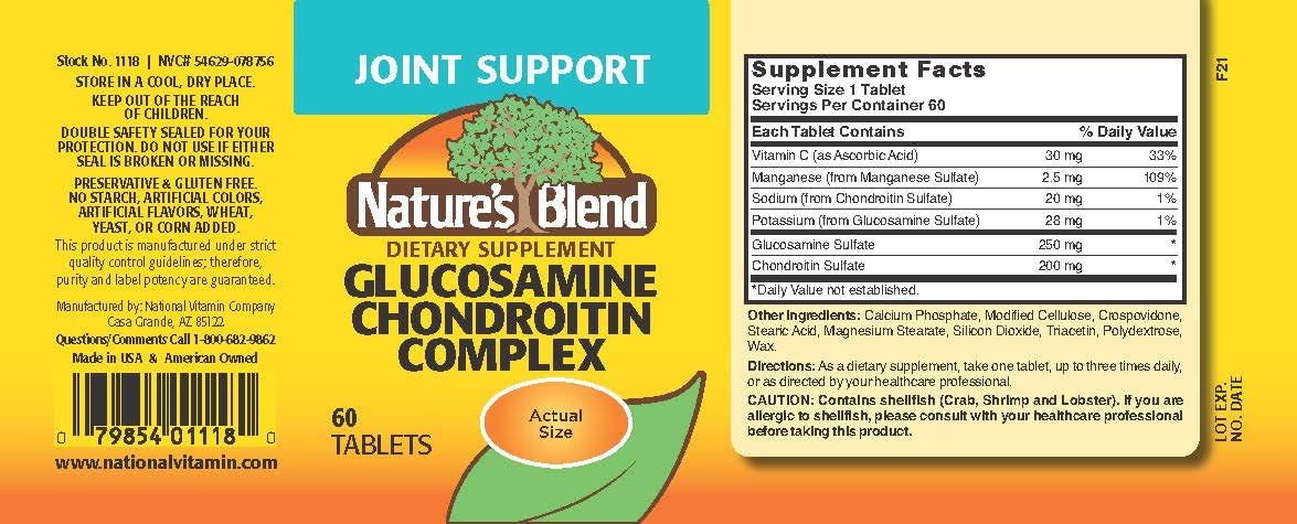 Nature's Blend Glucosamine Chondroitin Complex Tablets, 60 Tabs