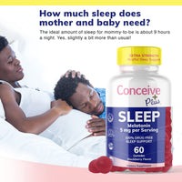 Thumbnail for CONCEIVE PLUS Sleep Aid Gummy, 5 mg Melatonin, Supports Deep Restful Sleep, Non Habit-Forming - Delicious BlackBerry Flavor - Non-GMO Gluten-Free 60 Gummies